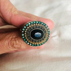 3 for $20: Black green & gold statement ring